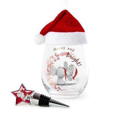 Stemless Wine Glass, Santa Hat & Bottle Stopper Me to You Gift Set Extra Image 1